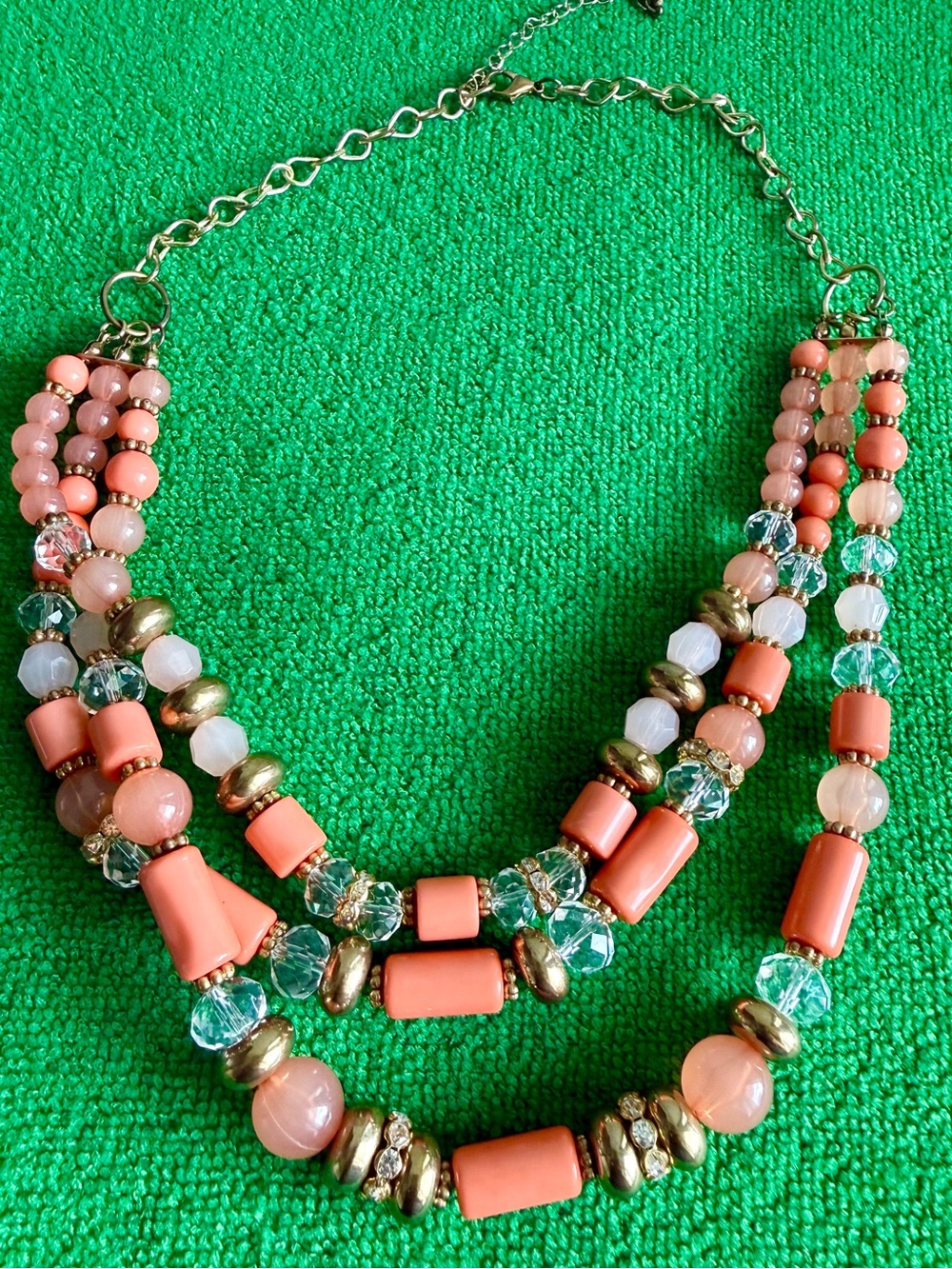 Coral Multi-Strand Beaded Necklace - Unbranded